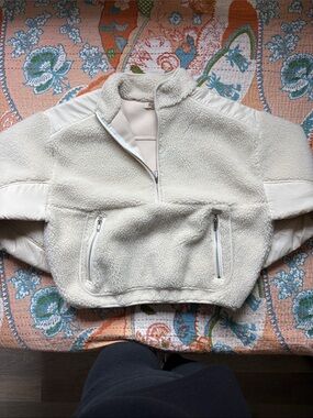 Madewell Ivory Sherpa Half-Zip Pullover Jacket